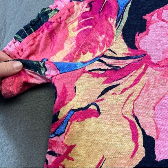 Chicos medium Linen Floral Ruched Sleeve Tee - Picture 11 of 16